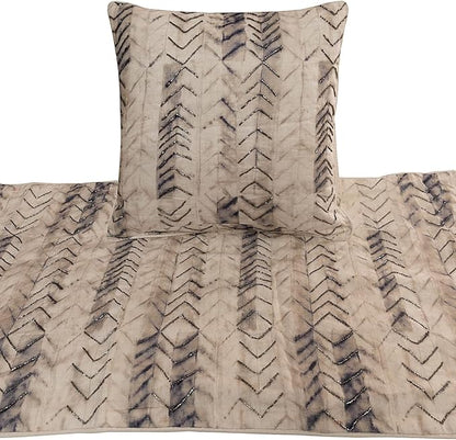 The HomeCentric King Queen Twin Grey Handmade CA King 86"x18" Bed Runner with Pillow Cover, Tie & Dye Beaded Bed Scarf on Cotton Fabric - Tie Dye Chevy