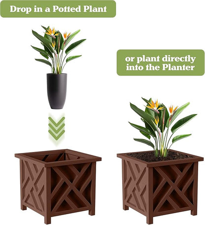 Lattice Design Outdoor Planter Box 2-Pack