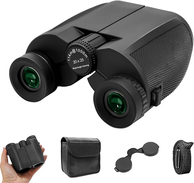 20x25 Binoculars for Adults & Kids, High Power Easy Focus,Waterproof Compact Binoculars with Low Light Vision for Bird Watching,Travel,Concert,Hiking(Black)