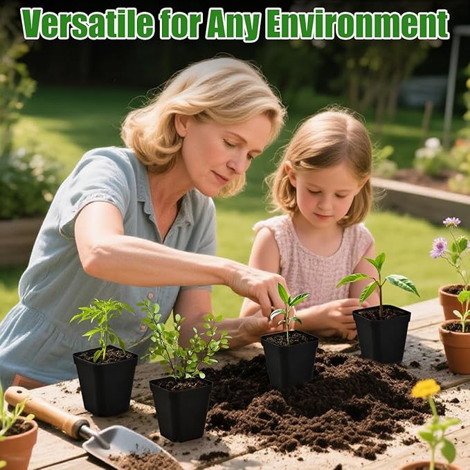100 Pack Plant Nursery Pots 3.15 Inch, Durable Square Seedling Pots