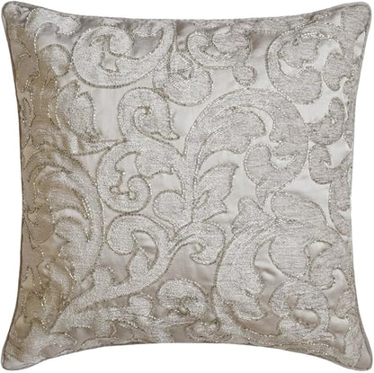 The HomeCentric King/Queen/Twin Silver Decorative Full 68"x18" Bed Runner Without Pillow Cover, Abstract, Floral, Bead Hand Embroidery Bed Scarf on Jacquard Fabric - Ethereal Silver