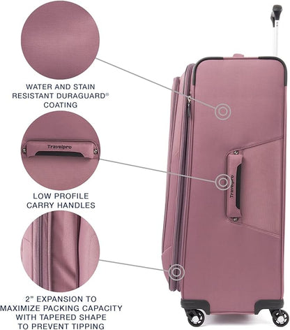 Travelpro Maxlite 5 Softside Expandable Checked Luggage with 4 Spinner Wheels, Lightweight Suitcase, Men and Women, Dusty Rose Pink, Checked Large 29-Inch
