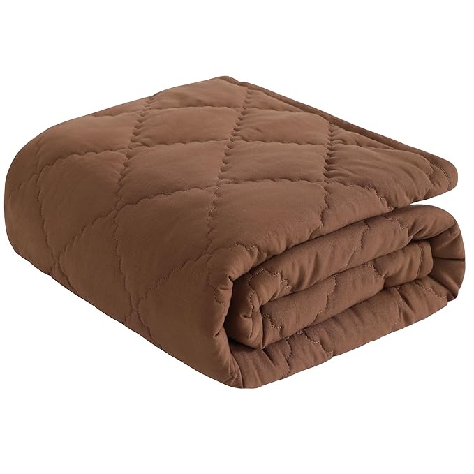 NTBAY Down Alternative Oversized Toddler Comforter, Super Soft and Warm Solid Color Baby Crib Quilted Blanket, 43x60 inches, Brown