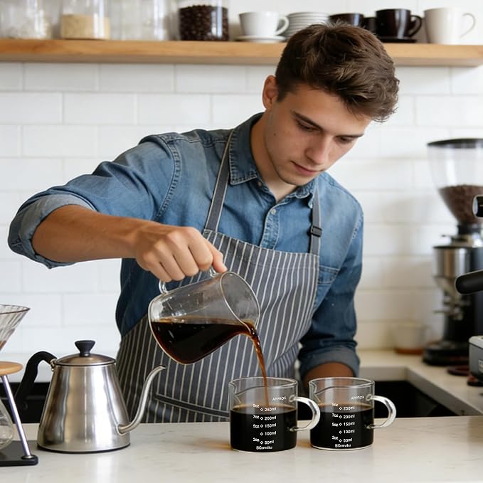 BCnmviku Espresso Cup Measuring Cup Triple Pitcher Milk Cup 250ML/8.5OZ