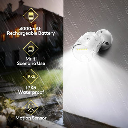 Rechargeable Battery Operated Motion Sensor Light, 4000mAh Battery Powered