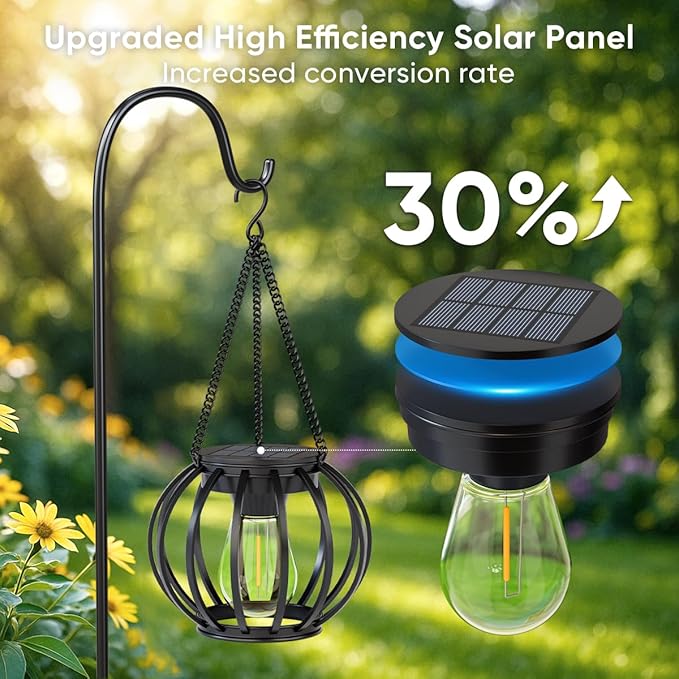 Solar Lanterns Lights Waterproof: 4 Pack Metal Hanging Outdoor Lights
