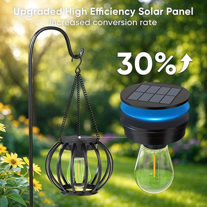 Solar Lanterns Lights Waterproof: 4 Pack Metal Hanging Outdoor Lights