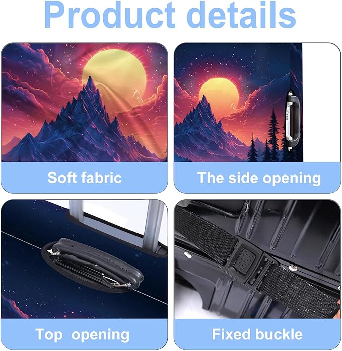 Luggage Cover Washable Suitcase Protector Anti-scratch Suitcase cover Fits 20-34 Inch Luggage (Snow mountain, M(24-26inch suitcase))