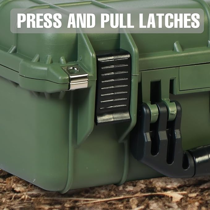 16x 12.8x 6.8 Inch Hard Case, Portable Weather Waterproof Protective Camera Case with Customizable Foam, Fit Use of Drones, Camera, Equipments, Green