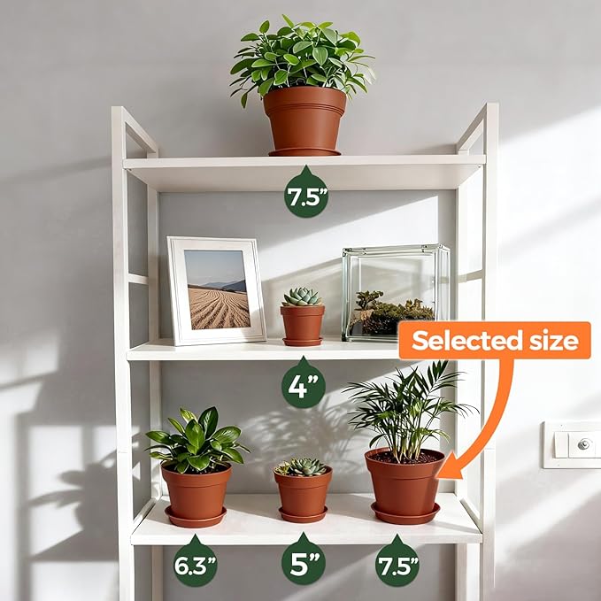 T4U 7.5 Inch Plant Pots 6 Pcs, Flower Pots