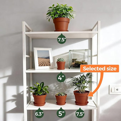 T4U 7.5 Inch Plant Pots 6 Pcs, Flower Pots