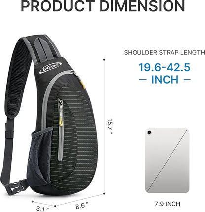 G4Free Sling Bag for Men Women, Small Crossbody Backpack Lightweight Chest Shoulder Bags for Travel, Outdoor and Sports (Black)