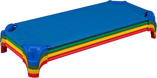 Sprogs Deluxe Heavy-Duty Childrens Standard 52"L Stackable Daycare Cot with Easy Lift Corners Cots for Preschool Kids Sleeping, Resting, and Naptime