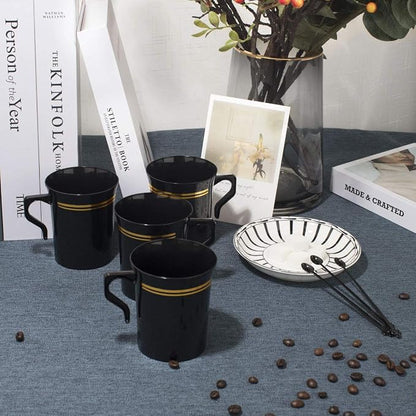 Nervure 60 Pack Black Plastic Coffee Mugs