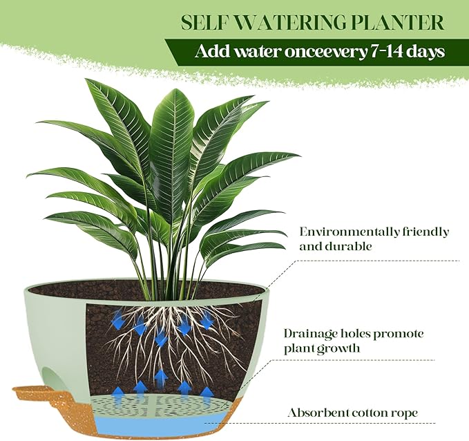 2 Pack 10 Inch Self Watering Hanging Planters