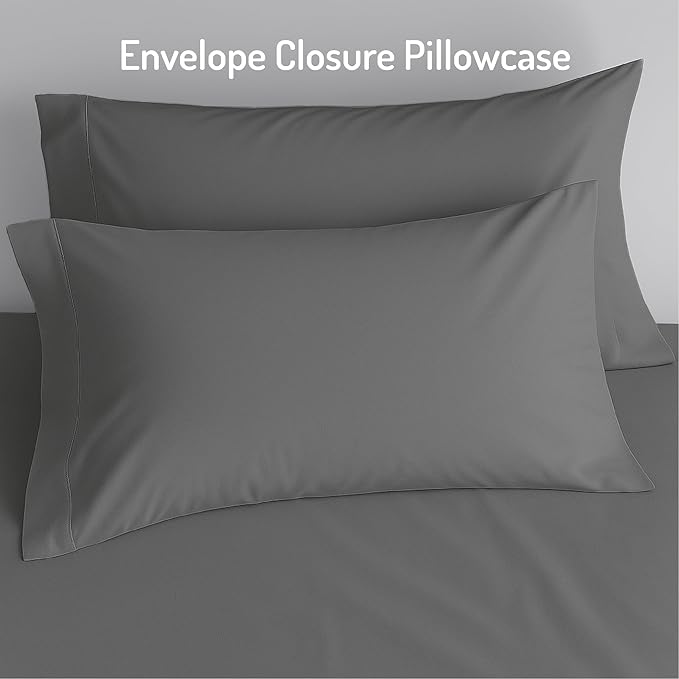 Degrees of Comfort Twin Sheet Set for Air Mattress – Extra Deep Pocket Fitted Sheet up to 22”, 4-Piece Bedding Sets with Dual Side Pockets, Soft & Wrinkle-Free, Breathable Fabric, Grey