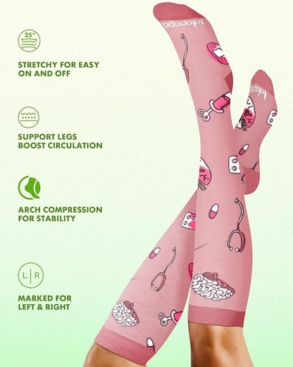 Bamboo Viscose Compression Socks for Women Men 2 Pairs 15-20mmHg Knee High Compression Socks Travel Nurse