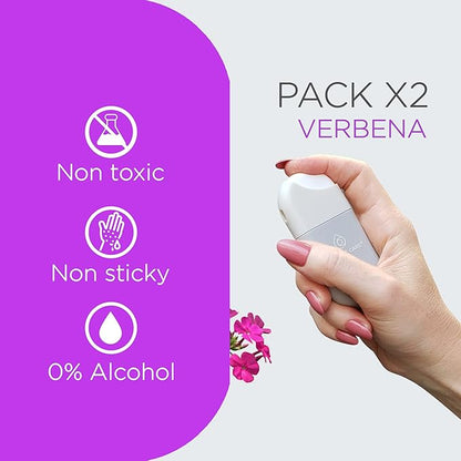 POCKET CARE | 2 Pack Verbena Scented Hand sanitizer Spray 15 ml - Spray for Hands | Organic Moisturizing Spray | Travel Size - Travel Accessories | 100% natural (Lemon Verbena)