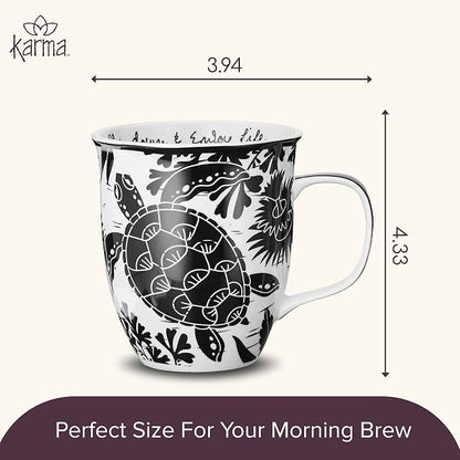 Karma Gifts 16 oz Black and White Boho Mug Sea Turtle