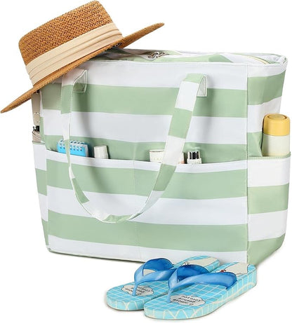 Waterproof Beach Tote Pool Bags for Women Ladies Extra Large Gym Tote Carry On Bag With Wet Compartment for Weekender Travel