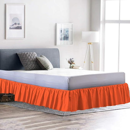 Bed Skirt - Ruffled Bed Skirt (Olympic Queen, Orange) 12 Inch Drop Dust Ruffle with Platform, 100% Cotton 800 Thread Count Fabric - Dust Ruffle Bedskirt for Easy Fitting and Easy Care