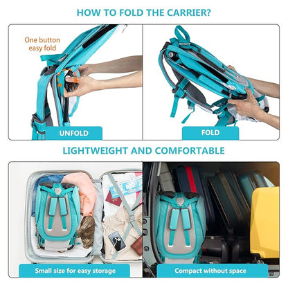 Baby Hiking Backpack Carrier with Rain Cover Sun Shade - Safe Backrest & Ergonomic Seat for Toddlers - Holds Up to 40 Pound - 6 Months to 3 Years