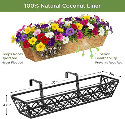 HFHOME 2 Pcs 30" Window Box Deck Railing Planter