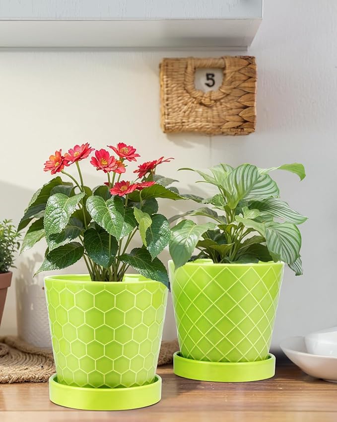 EFISPSS 5 Inch Ceramic Plant Pots Indoor, Planters