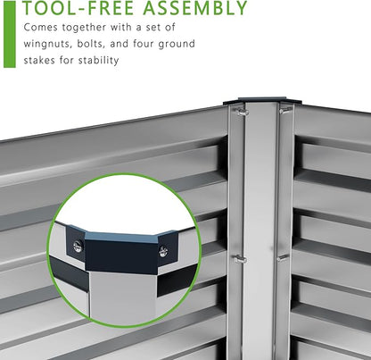 12x4x1FT Galvanized Raised Garden Bed Kit, Vegetable Boxes-Rectangle Metal