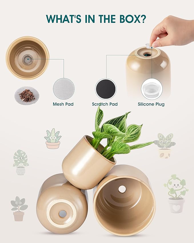 vancasso Ceramic Plant Pots, 4+5+6 inches, Planters