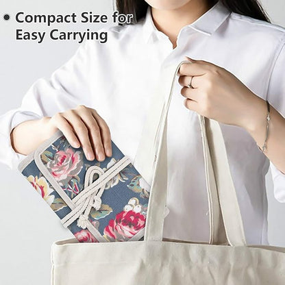 Teamoy Travel Jewelry Roll, Jewelry Storage Bag Organizer for Necklaces, Earrings, Bracelets, Rings, Brooches and More, Compact and Easy to Carry, Peony