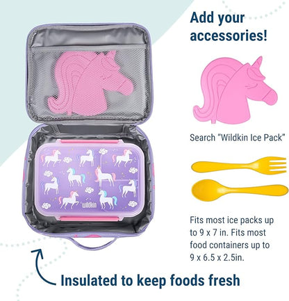 Wildkin Kids Insulated Lunch Box – Durable and Reusable for School & Travel - Rainbow Unicorn