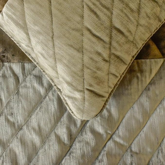 The HomeCentric King/Queen/Twin Brown Decorative Bed Runner King 90"x18" Bed Runner with Two Pillow Cover, Solid, Chevron, Patchwork, Quilted Bed Scarf on Velvet Fabric - Plush Divide