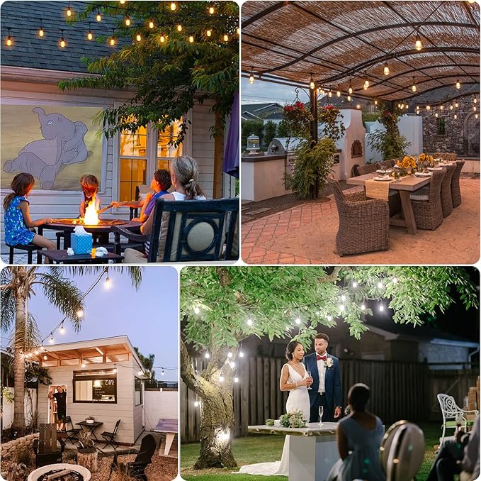 Mlambert 144Ft 3-Color in 1 48Ft Remote LED Dimmable Outdoor String Lights