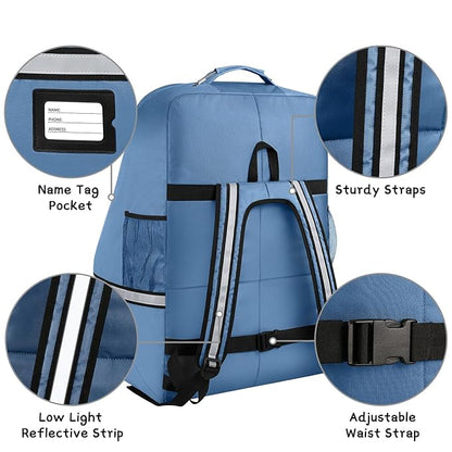 Car Seat Travel Bag - Padded Car Seat Carrier with Steel Cable Handle and Reflective Stripes, Large Durable Airport Gate Check Bag with Shoulder Strap