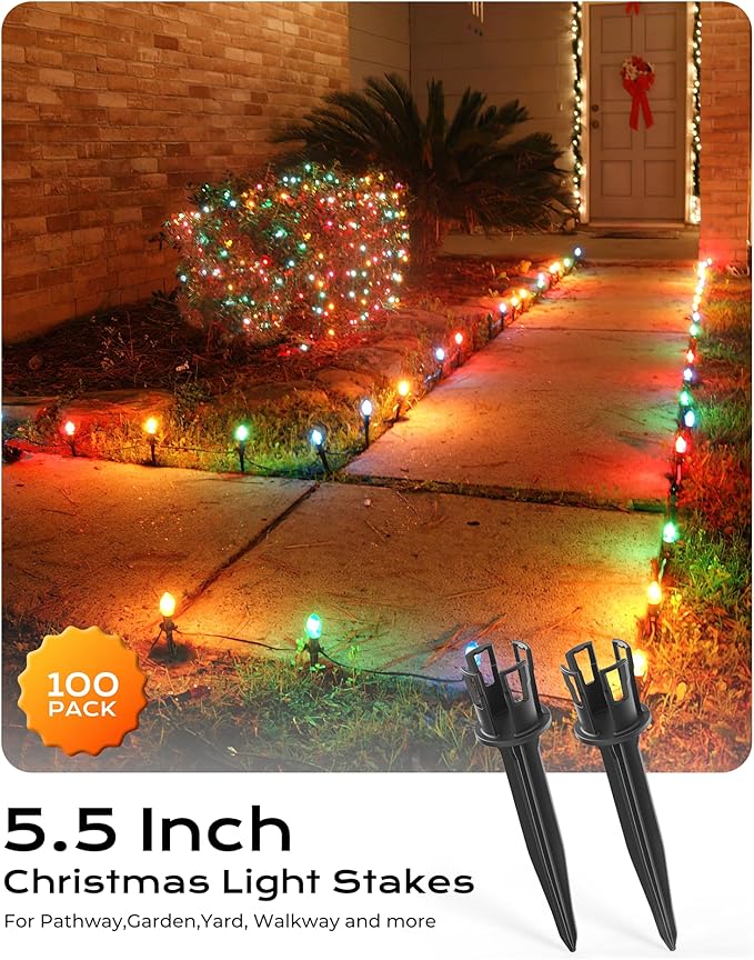 100-Pack Christmas Light Yard Stakes, 5.5 Inch Lighting Stakes