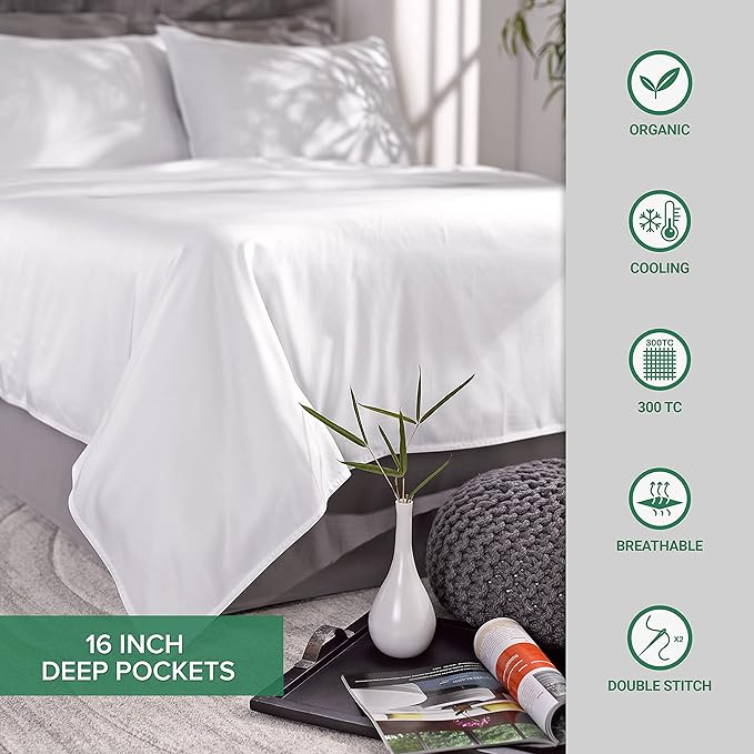 Pure Bamboo Twin XL Sheets, Genuine 100% Organic Viscose Derived from Bamboo Bed Sheet Set, Luxuriously Soft & Cooling, Double Stitching, 2 Year Quality Promise (Twin XL, Sterling Blue)