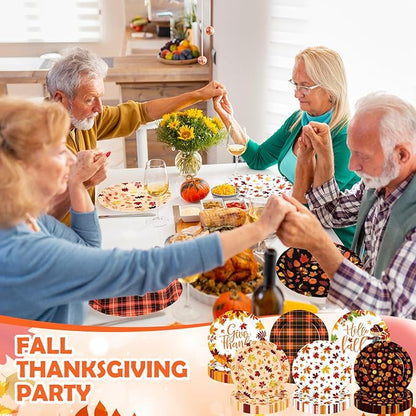 120 Pcs Fall Paper Plates 7 Inch Hello Fall Dessert Plates, Maple Leaves Dinner
