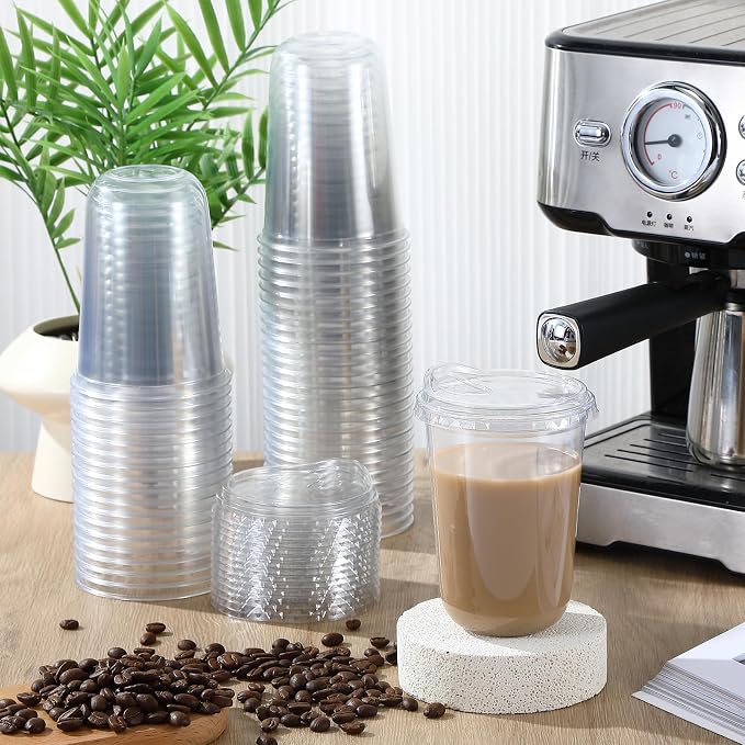 Baderke 50 Pcs Round Bottom Plastic Cups