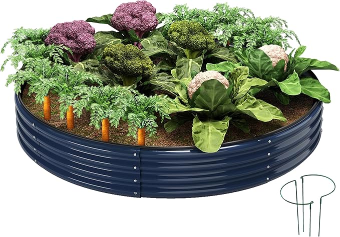 Galvanized Metal Planter Round Raised Garden Bed Kit