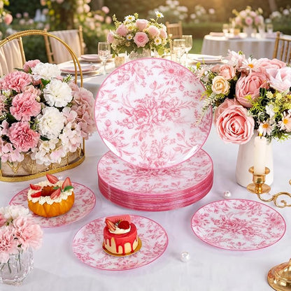 60PCS Pink Plastic Plates