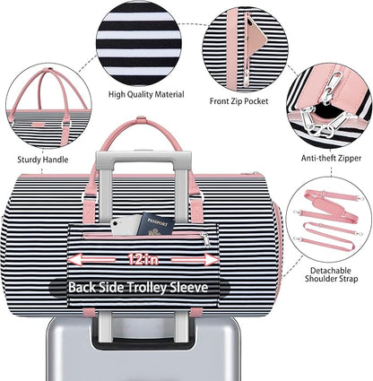 Convertible Garment Duffel Bag for Travel - Carry On Garment Bags With Toiletry Bag Large Weekender Bag for Men Women 2 in 1 Hanging Suitcase Suit Travel Duffel Overnight Bags 4pcs Set