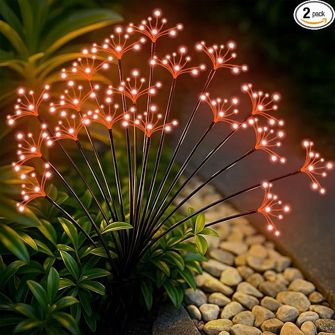 Solar Garden Lights 2 Pack Waterproof Swaying Starburst Light Solar Outdoor