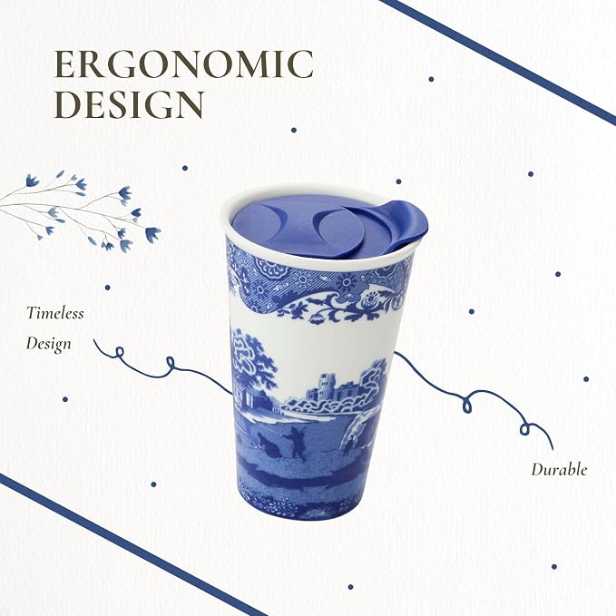 Spode Blue Italian 8oz Porcelain Travel Mug