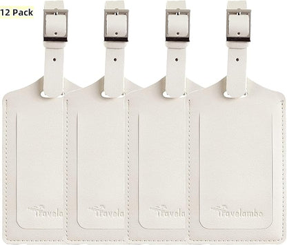 Travelambo Luggage Tags for Suitcases PU Leather Travel Tags Bag Tags Privacy Protection Travel Essentials