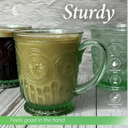 Green Glass Coffee Cups