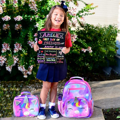 mibasies Girls Backpack for Elementary School, Kids Backpack for Girls 5-8 Unicorn Bangs