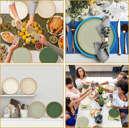 4 Set 10 Inch Sage Green Dinner Plates Melamine Sage Green Dinnerware Set
