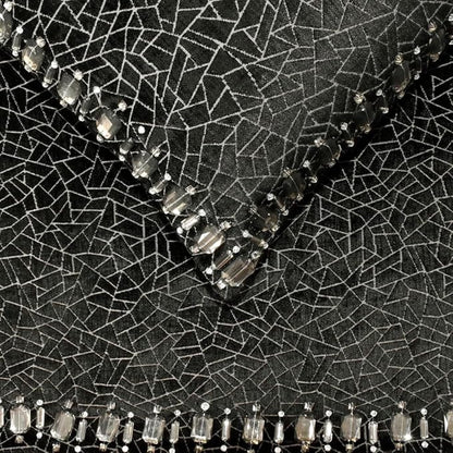 The HomeCentric King/Queen/Twin Black Decorative Twin 53"x18" Bed Runner with Pillow Cover, Mosaic & Crystal Bed Scarf on Velvet Fabric - Mosaic Noir