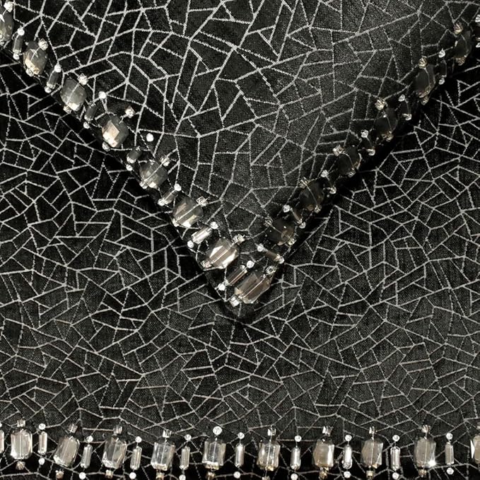The HomeCentric King/Queen/Twin Black Decorative Queen 74"x18" Bed Runner with 2 Pillow Cover, Mosaic & Crystal Bed Scarf on Velvet Fabric - Mosaic Noir